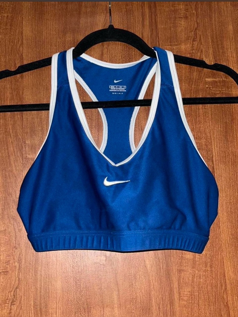 Nike Cobalt Blue Racerback Sports Bra with White Trim
